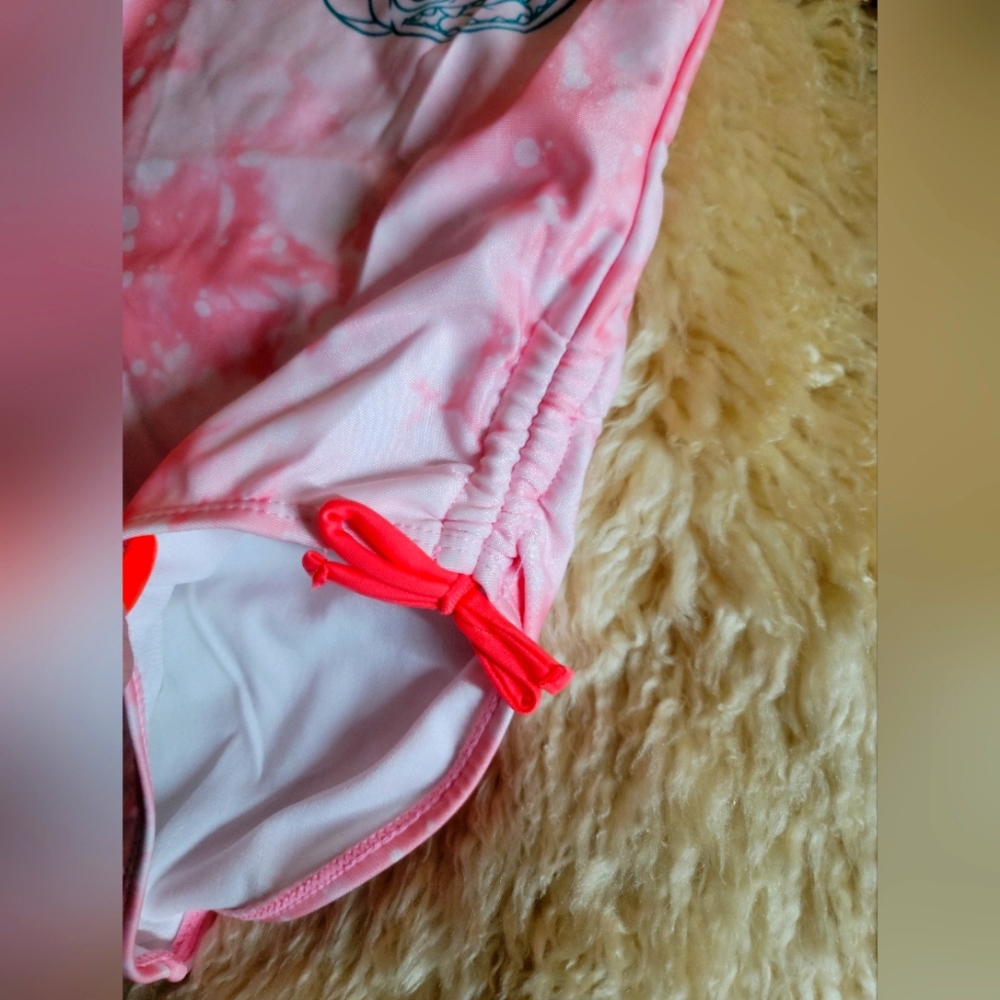 Disney Stitch Girl's One Piece Swimsuit Light Pink Tie Dyed Size  M(7/8)NWT - Picture 7 of 16